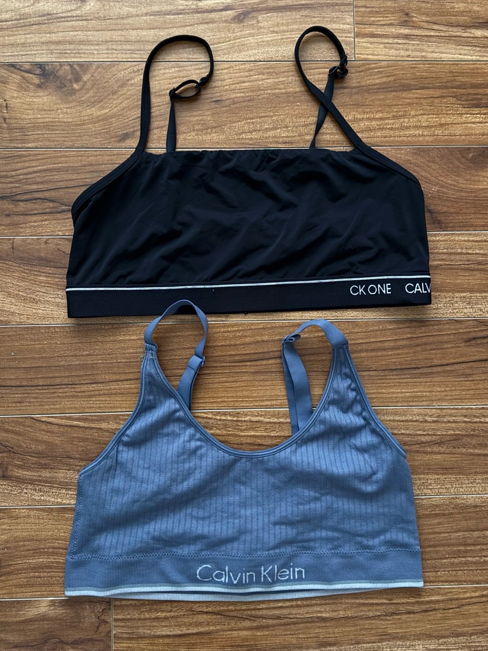 Calvin Klein Bralette Bundle - Size L (Black & Blue Set of 2)